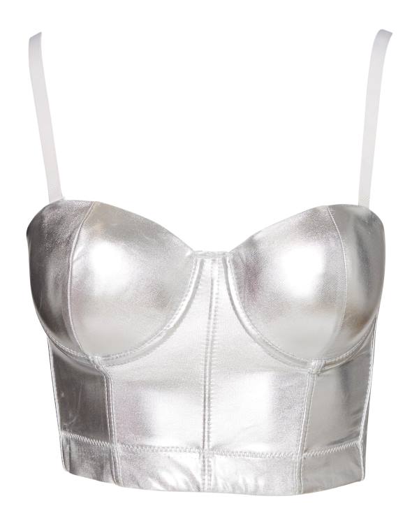 Steve Madden Metallic Bustier Women's Tops Silver | SM-796ER