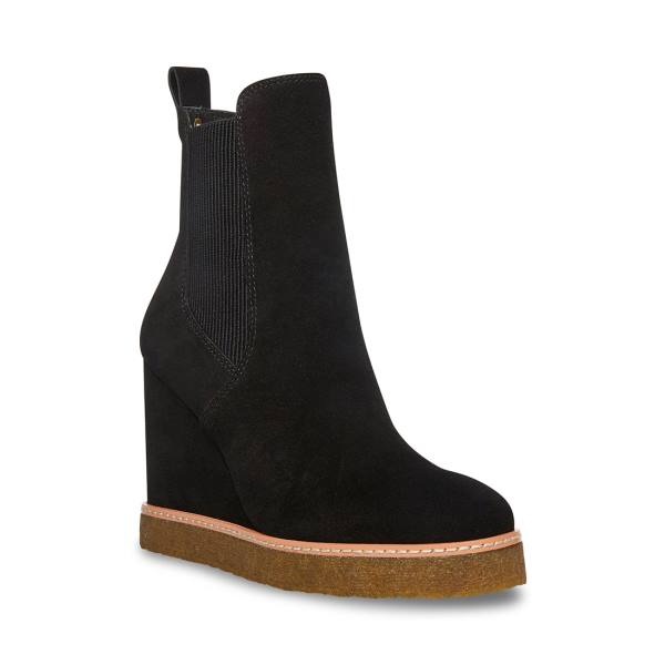 Steve Madden Mooris Suede Women's Booties Black | SM-954RV