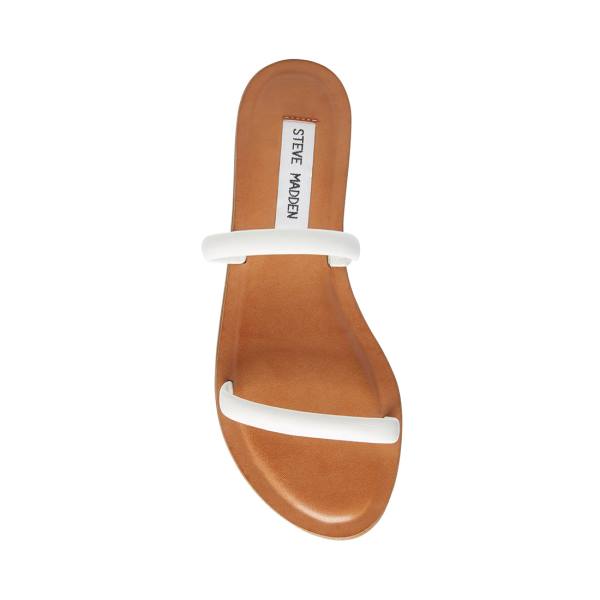 Steve Madden Myla Leather Women's Sandals White | SM-923QS