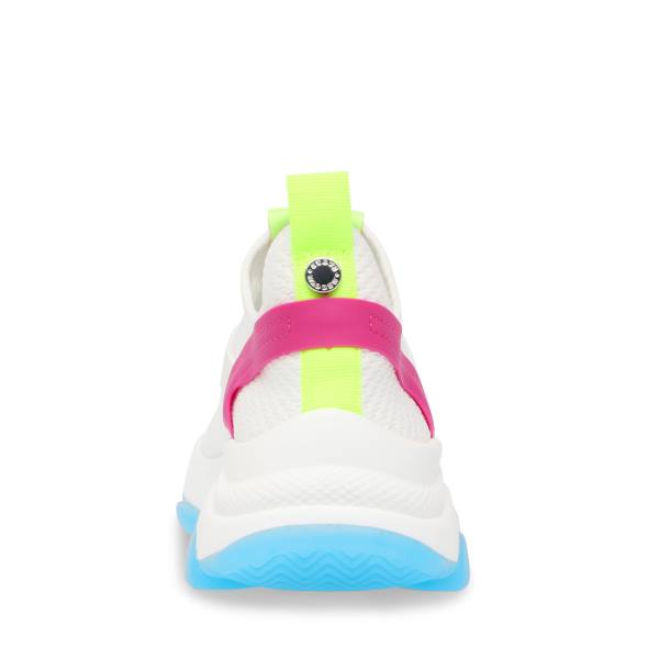 Steve Madden Myles Fuschia Women's Sneakers White | SM-712JB