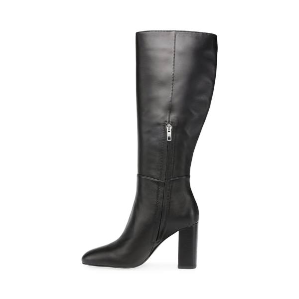 Steve Madden Ninny Leather Women's Boots Black | SM-167CN