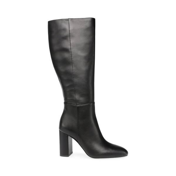 Steve Madden Ninny Leather Women\'s Boots Black | SM-167CN