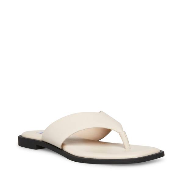 Steve Madden Norie Bone Leather Women's Sandals Beige | SM-958WA