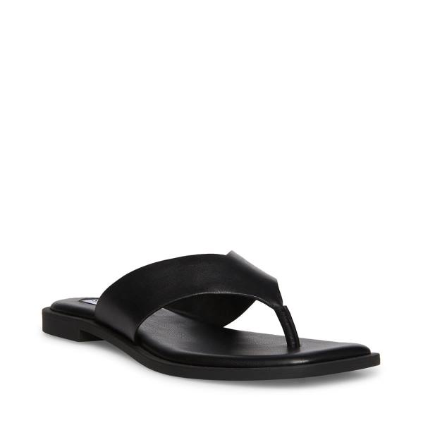 Steve Madden Norie Leather Women's Sandals Black | SM-712YS