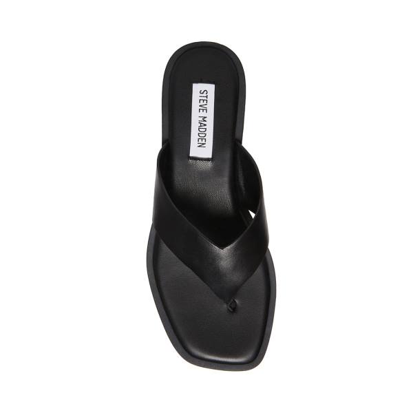 Steve Madden Norie Leather Women's Sandals Black | SM-712YS