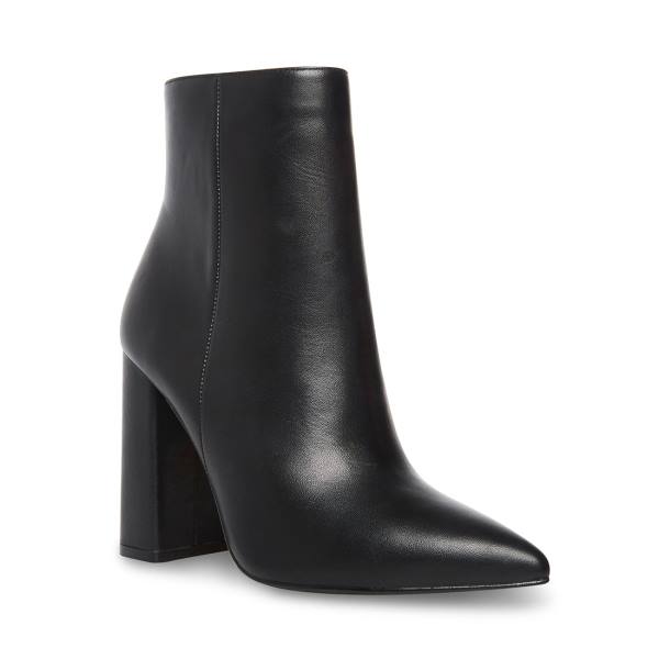 Steve Madden Noticed Leather Women's Booties Black | SM-814LX