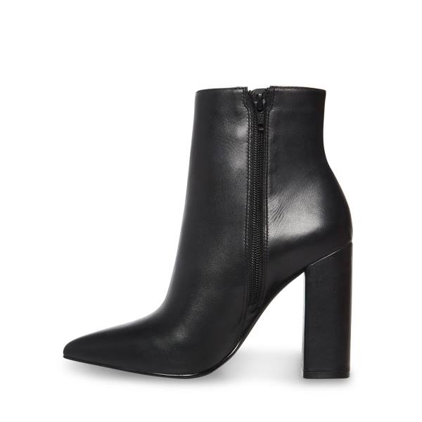 Steve Madden Noticed Leather Women's Booties Black | SM-814LX