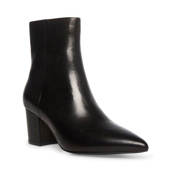 Steve Madden Ossie Leather Women's Booties Black | SM-497UI