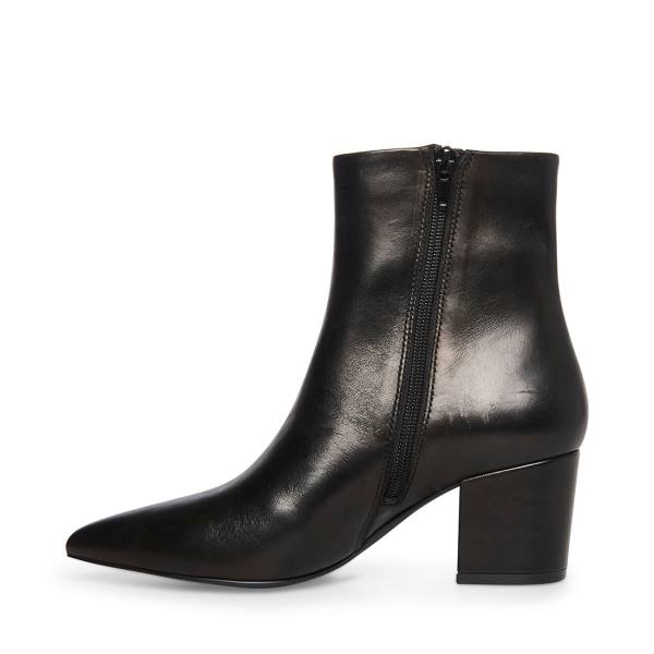 Steve Madden Ossie Leather Women's Booties Black | SM-497UI