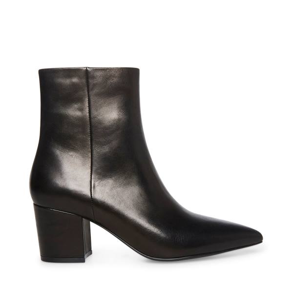 Steve Madden Ossie Leather Women\'s Booties Black | SM-497UI