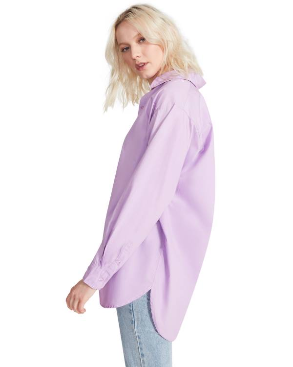 Steve Madden Oversized Button Up Women's Tops Purple | SM-735KA