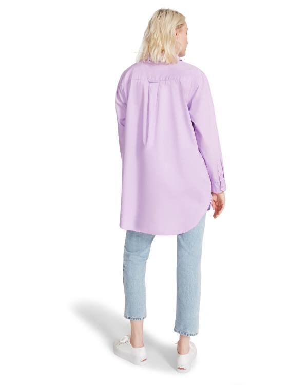 Steve Madden Oversized Button Up Women's Tops Purple | SM-735KA