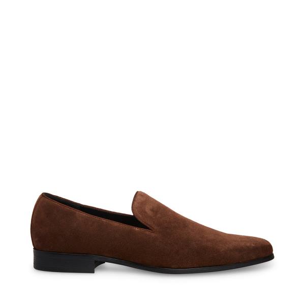 Steve Madden Parigi Suede Men\'s Loafers Brown | SM-689SA