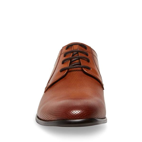 Steve Madden Perris Cognac Leather Men's Dress Shoes Brown | SM-859LK