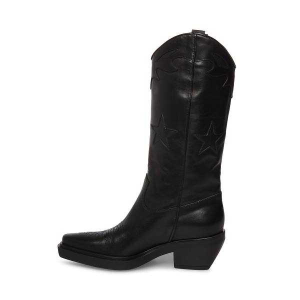 Steve Madden Peyton Leather Women's Boots Black | SM-802CW