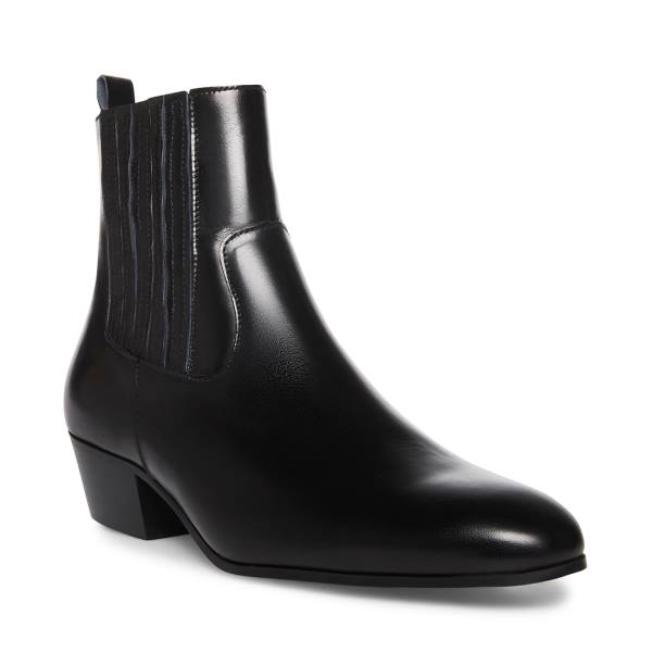 Steve Madden Pierre Leather Men's Boots Black | SM-583KF