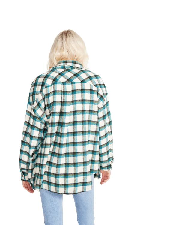 Steve Madden Plaid Button Down Women's Tops Green | SM-816TD