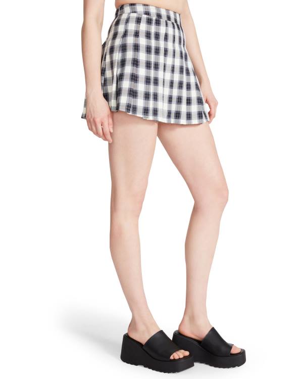 Steve Madden Plaid Pleated Mini Women's Skirts Navy | SM-326WY