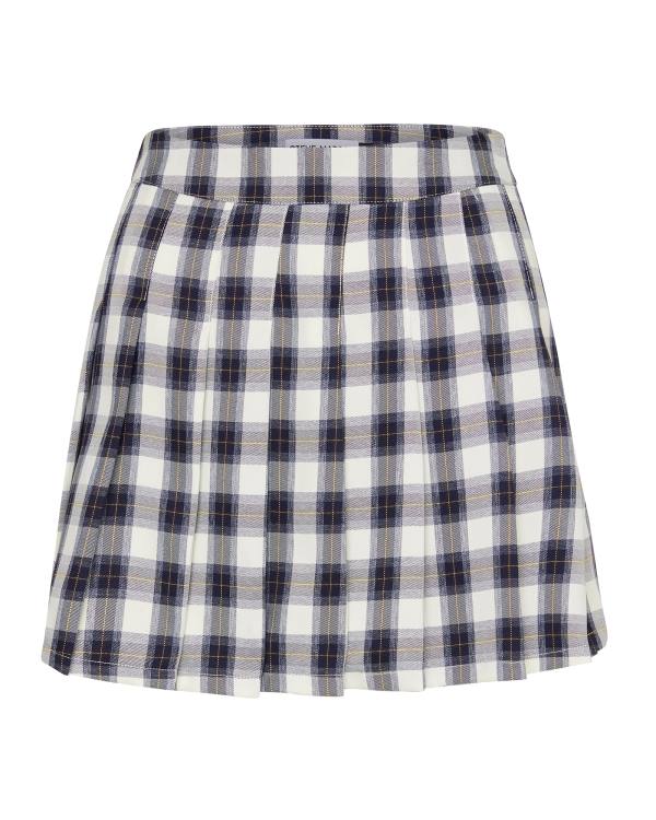 Steve Madden Plaid Pleated Mini Women's Skirts Navy | SM-326WY