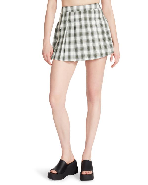 Steve Madden Plaid Pleated Mini Women's Skirts Green | SM-372NH