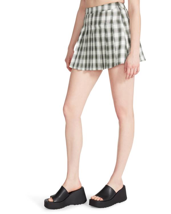 Steve Madden Plaid Pleated Mini Women's Skirts Green | SM-372NH