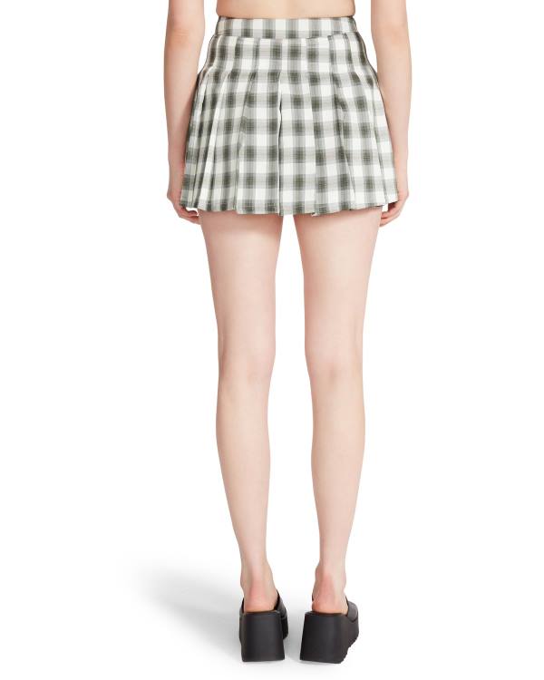 Steve Madden Plaid Pleated Mini Women's Skirts Green | SM-372NH