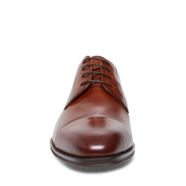 Steve Madden Plot Tan Leather Men's Dress Shoes Brown | SM-567QL