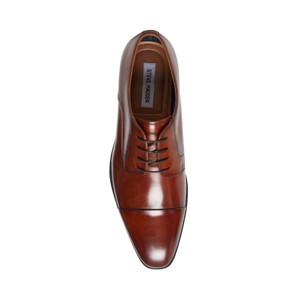 Steve Madden Plot Tan Leather Men's Dress Shoes Brown | SM-567QL