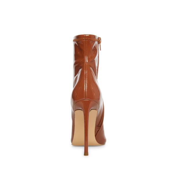 Steve Madden Posse Cognac Patent Women's Booties Brown | SM-627HN