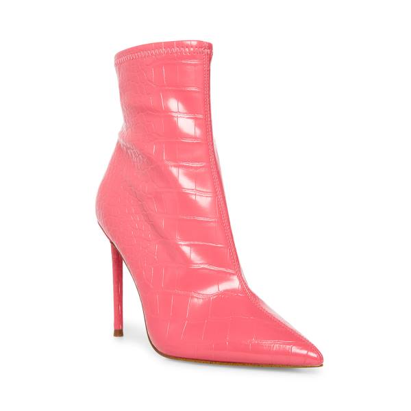 Steve Madden Posse Crocodile Women's Booties Pink | SM-572CE