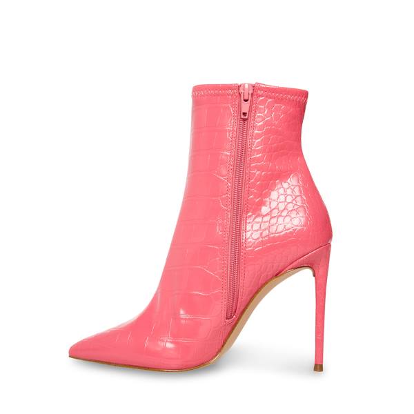 Steve Madden Posse Crocodile Women's Booties Pink | SM-572CE