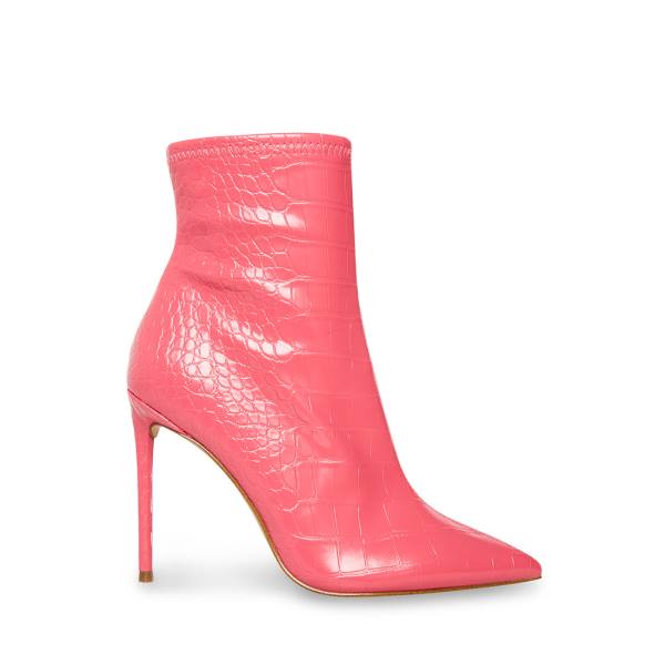 Steve Madden Posse Crocodile Women\'s Booties Pink | SM-572CE