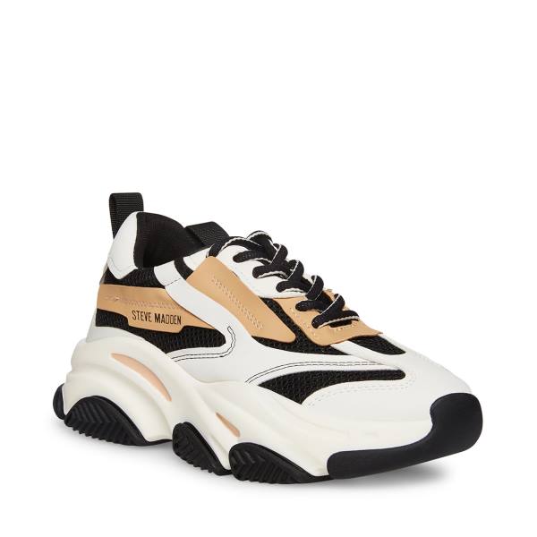 Steve Madden Possession Tan Women's Sneakers Black Brown | SM-863NH