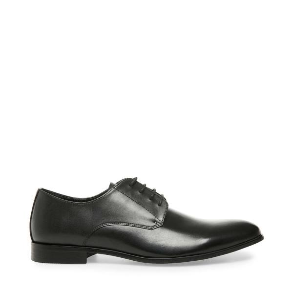 Steve Madden Prey Leather Men\'s Dress Shoes Black | SM-201EN