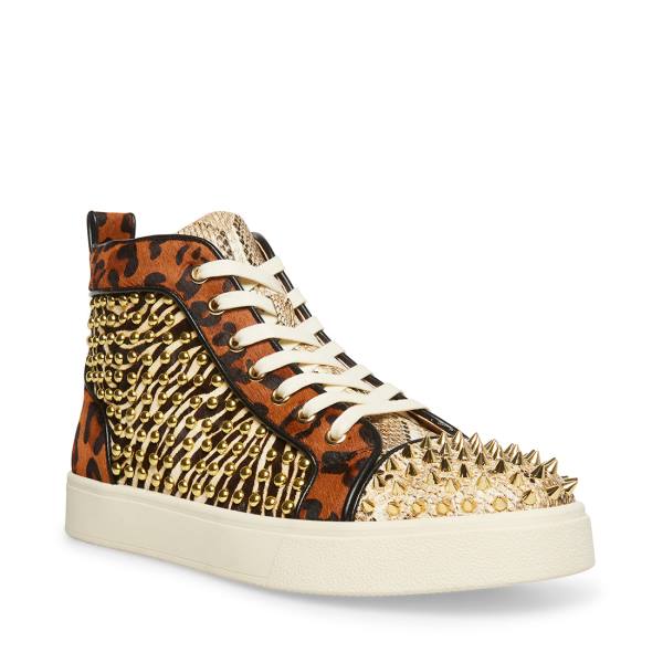 Steve Madden Promoter-s Exotic Men's Sneakers Gold | SM-902YX