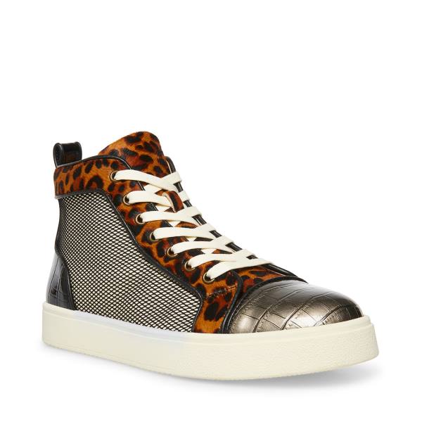 Steve Madden Promoter-s Leopard Men's Sneakers Black Leopard | SM-769KB