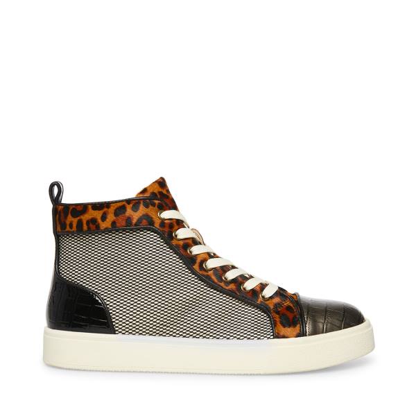 Steve Madden Promoter-s Leopard Men\'s Sneakers Black Leopard | SM-769KB