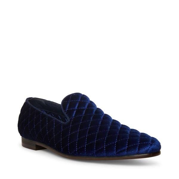 Steve Madden Quintin Velvet Men's Loafers Blue | SM-728UC