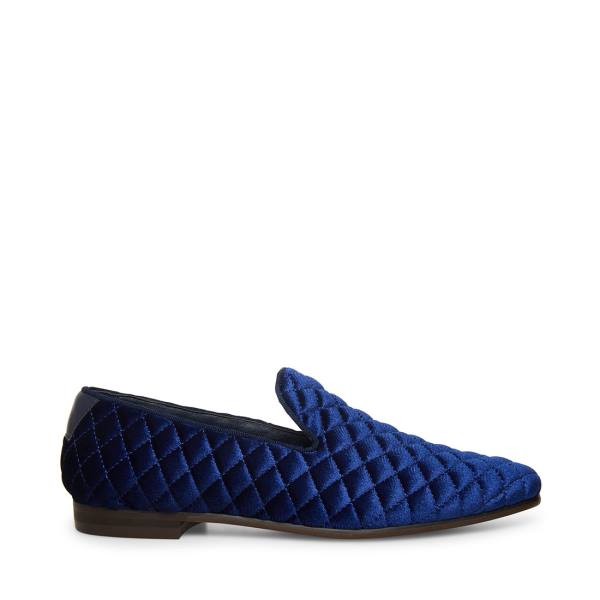 Steve Madden Quintin Velvet Men\'s Loafers Blue | SM-728UC