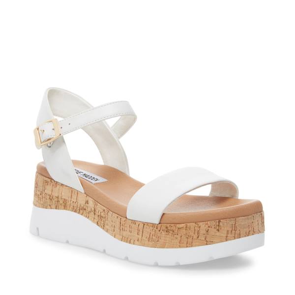 Steve Madden Roselita Leather Women's Sandals White | SM-942PV