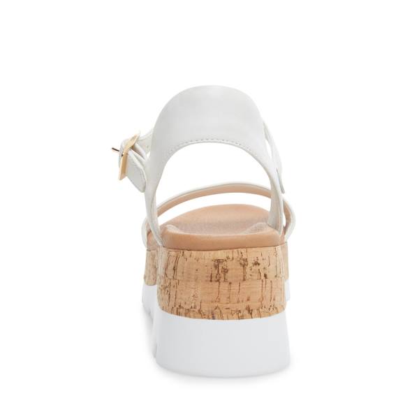 Steve Madden Roselita Leather Women's Sandals White | SM-942PV