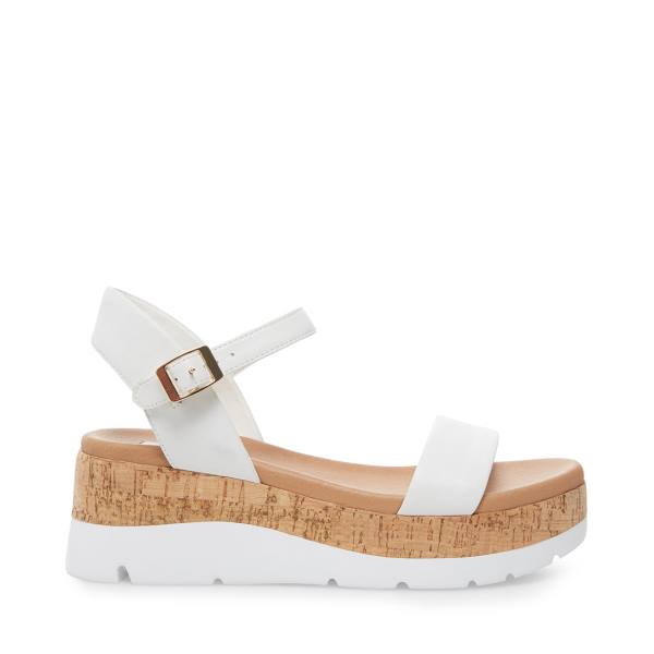 Steve Madden Roselita Leather Women\'s Sandals White | SM-942PV