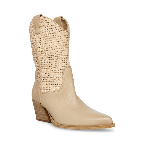 Steve Madden Saddle Sand Leather Women's Booties Brown | SM-926QI