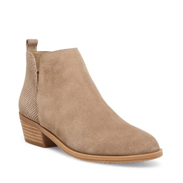 Steve Madden Salado Taupe Suede Women's Booties Grey Brown | SM-206LF