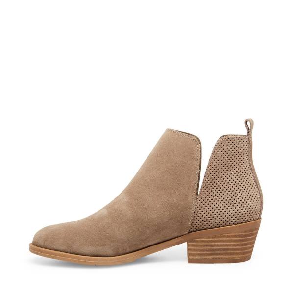 Steve Madden Salado Taupe Suede Women's Booties Grey Brown | SM-206LF