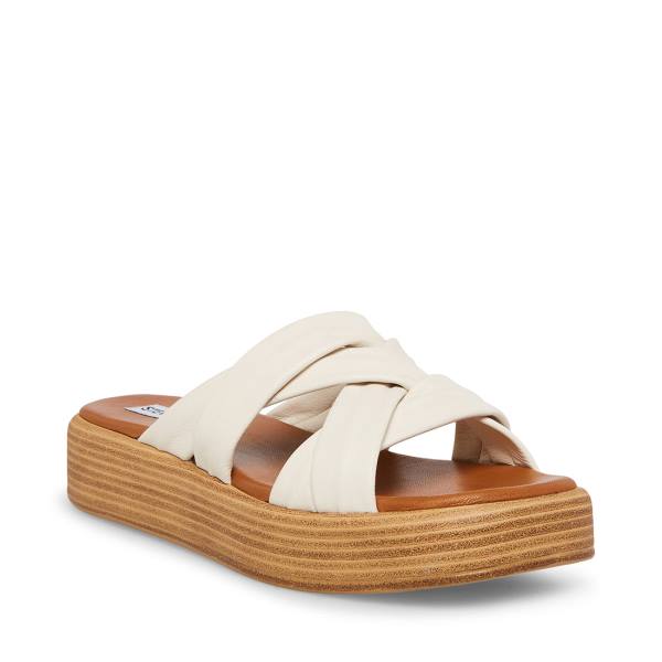 Steve Madden Salita Bone Leather Women's Sandals Beige | SM-407CE