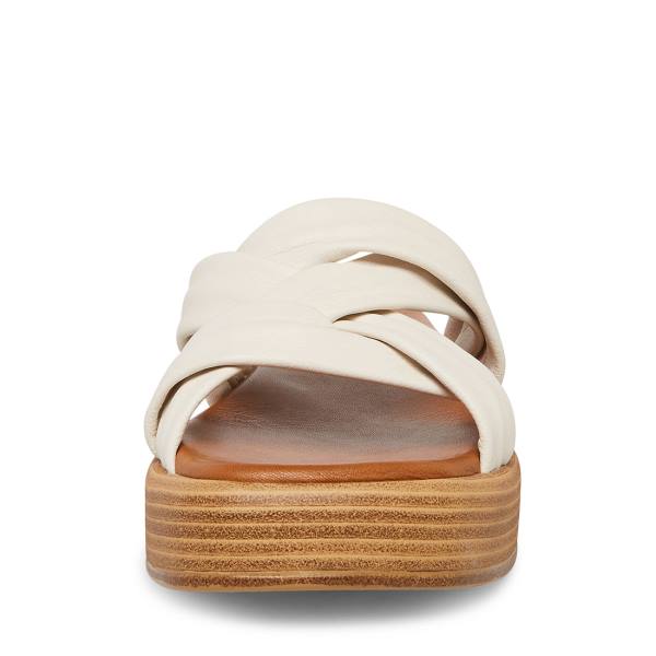 Steve Madden Salita Bone Leather Women's Sandals Beige | SM-407CE