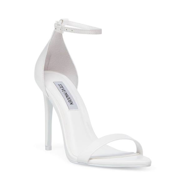 Steve Madden Sane Leather Women's Heels White | SM-890MZ