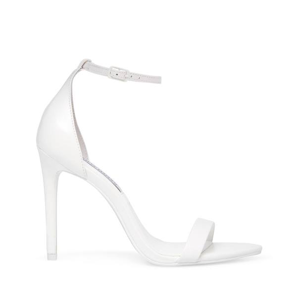 Steve Madden Sane Leather Women\'s Heels White | SM-890MZ