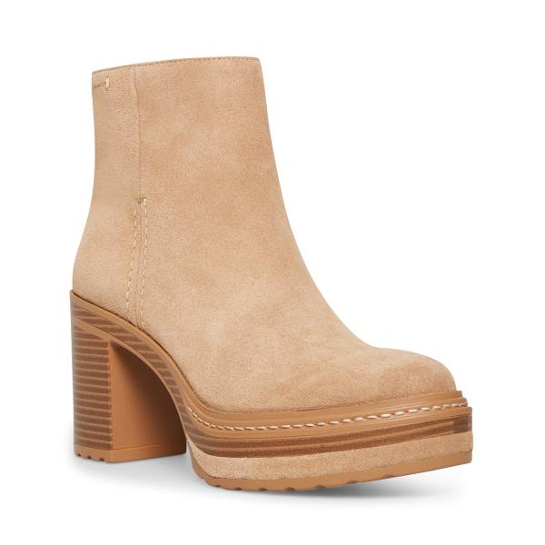 Steve Madden Shaniya Sand Suede Women's Booties Brown | SM-916JM